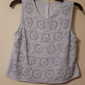 Bar III Vintage Sequined and Beaded Blouse